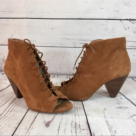 Vince Camuto Shoes - Vince Camuto suede peep toe lace up ankle booties